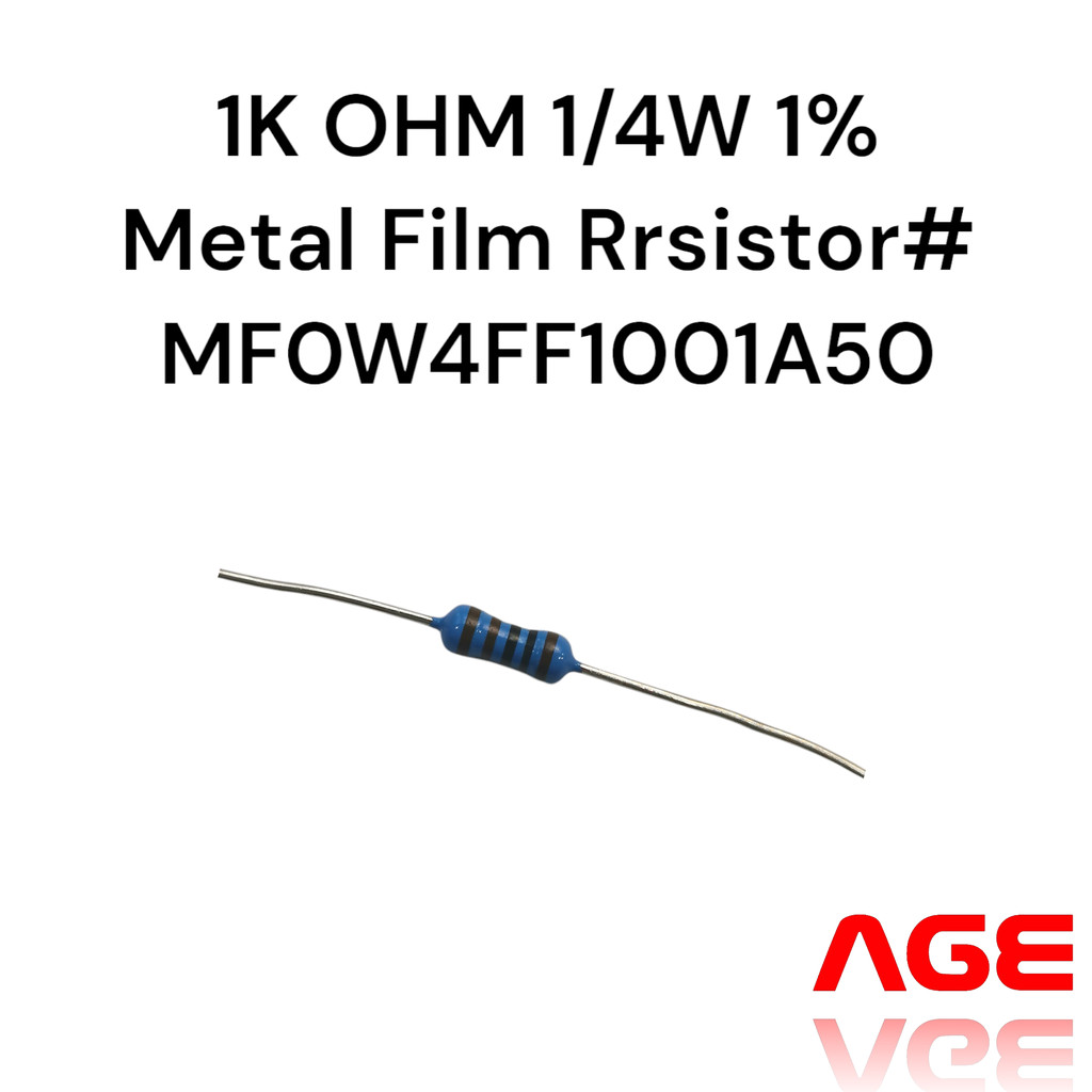 1K OHM 1/4W 1% Metal Film Resistor #MF0W4FF1001A50