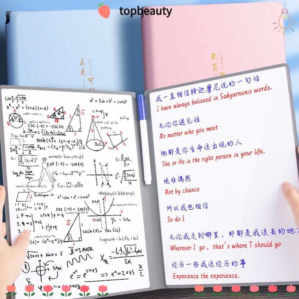 Topbeauty ไวท์บอร์ดโน้ตบุ๊คนํากลับมาใช้ใหม่โรงเรียนอุปกรณ์สํานักงานหนังวางแผนรายสัปดาห์ A4/A5 กระดานเขียน