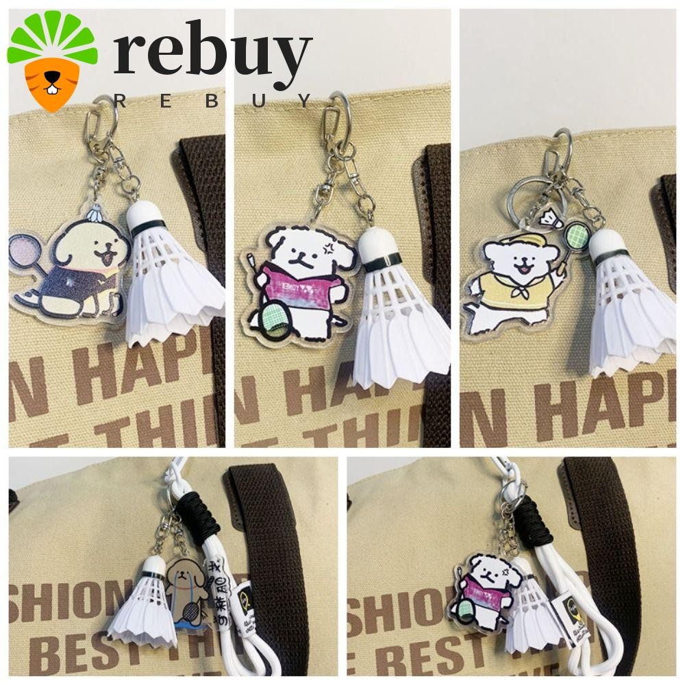 ซื้อซ้ํา พวงกุญแจแบดมินตัน, ไม้เทนนิสสัตว์สุนัขสายลูกสุนัขจี้,แฟชั่นการ์ตูนอะคริลิน่ารักเกมกีฬาพวงกุญแจ ทําเอง ตกแต่ง