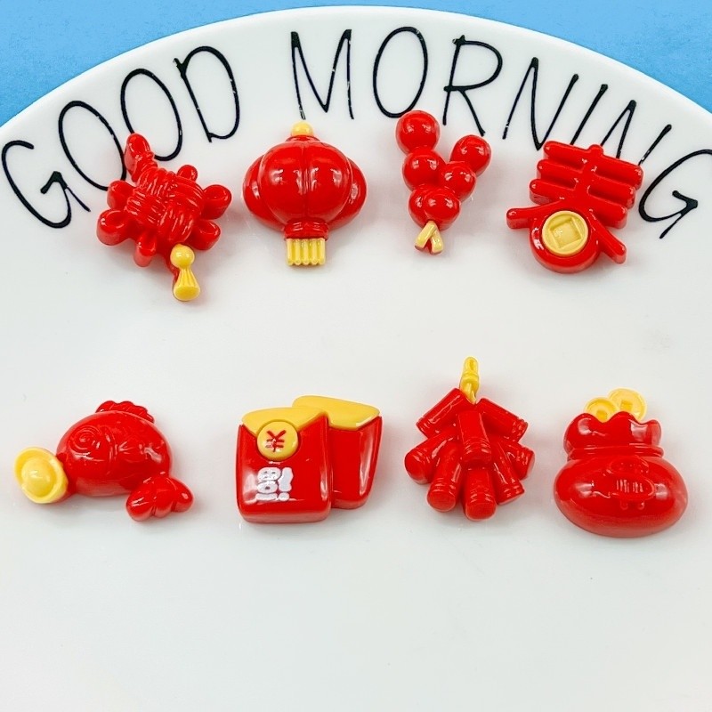 [100ในสต็อก] Chinese Red Koi Candied Haws Festival อุปกรณ์เครื่องประดับเรซิน DIY เคสมือถือกิ๊บติดตู้เย็นวัสดุทางวัฒนธรรมและความคิดสร้างสรรค์