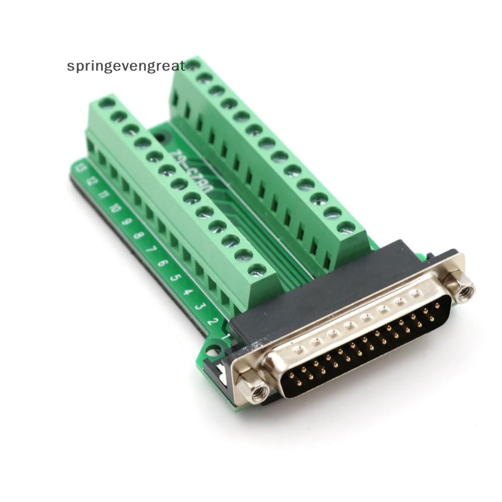 Springevengreat D-SUB DB25 ชาย 25Pin Plug Breakout Board Terminals อะแดปเตอร์ Solderless Connector Springevengreat