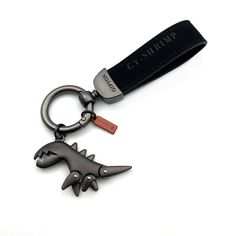 Suede Alloy Dinosaur Advanced Car Key Ring Pendant Creative Personality Key Chain Circle Pendant Couple Men bjak
