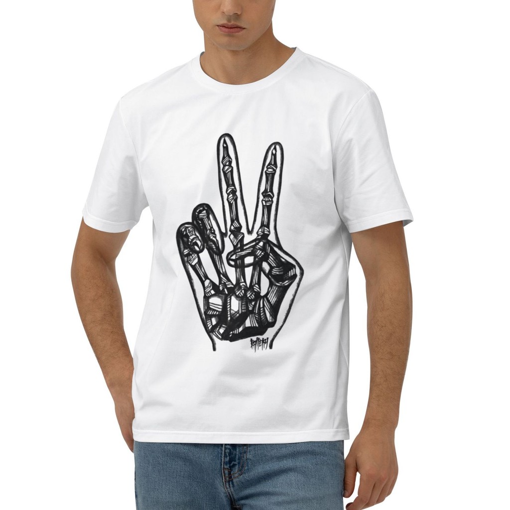 เสื้อยืดผ้าฝ้ายวาดมือ V-Sign