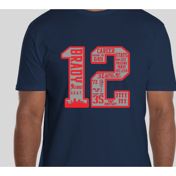 เสื้อยืด Tom Brady Career Stats Goat Patriots ตลก