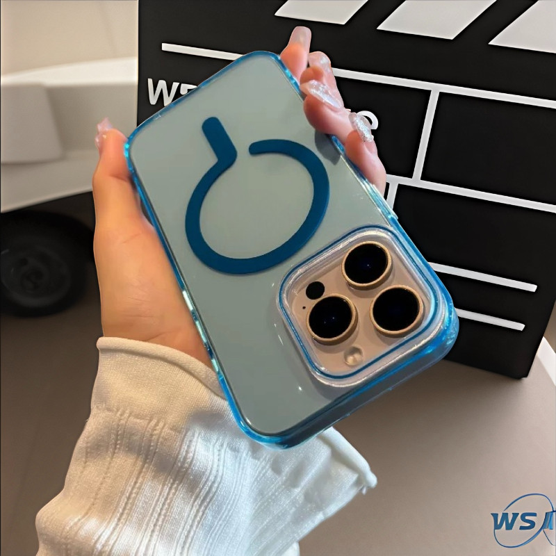 【สีเจลลี่/acrylic hard case/blue】เคส compatible for iphone 11 13 12 14 15 16 pro max case Plus case