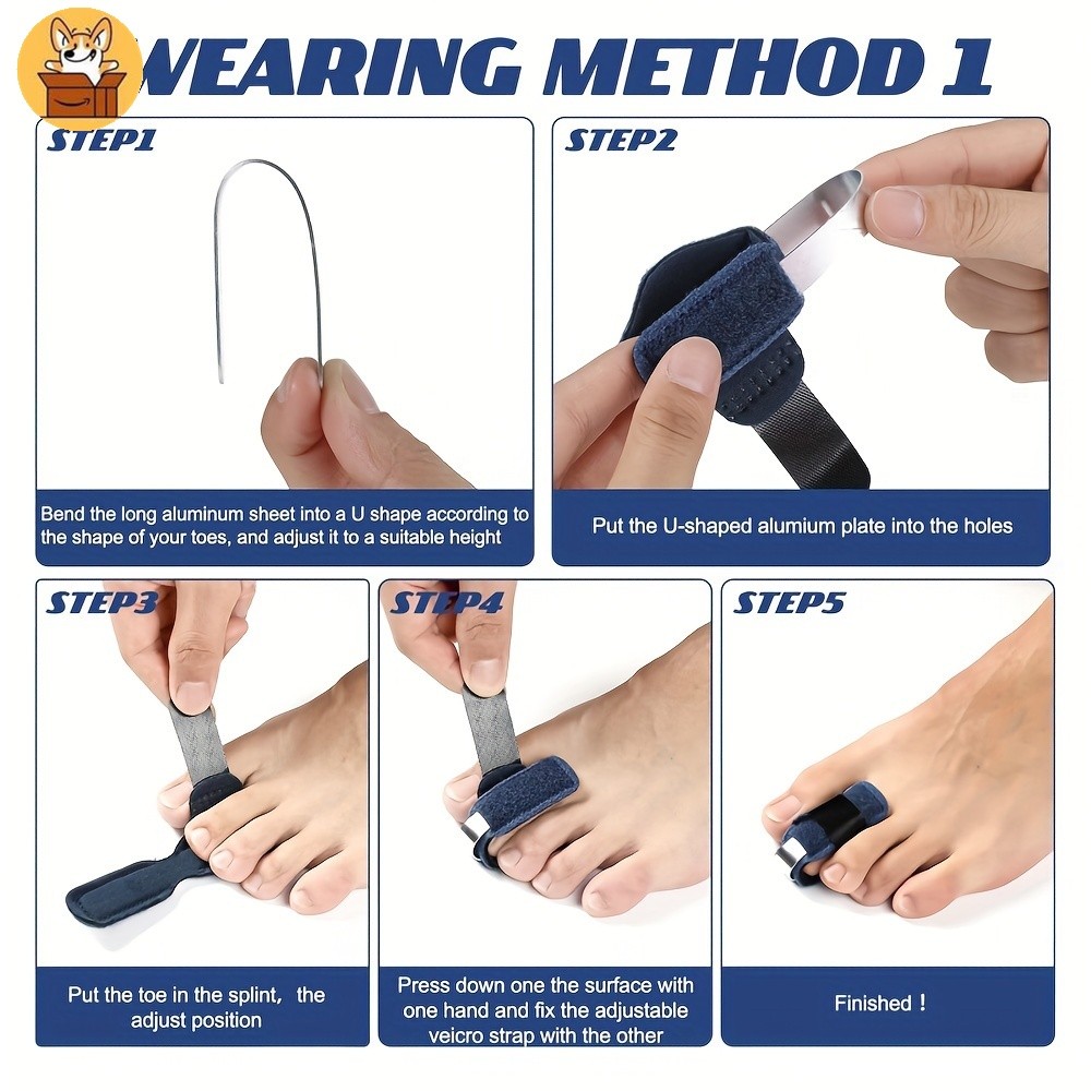 Am-az1PC ตัวป้องกันนิ้วเท้าและนิ้วแบบปรับได้พร้อม Comfort Fit - Splints ที่ถอดออกได้, อลูมิเนียมอัลลอยด์ - รูปที่ 5