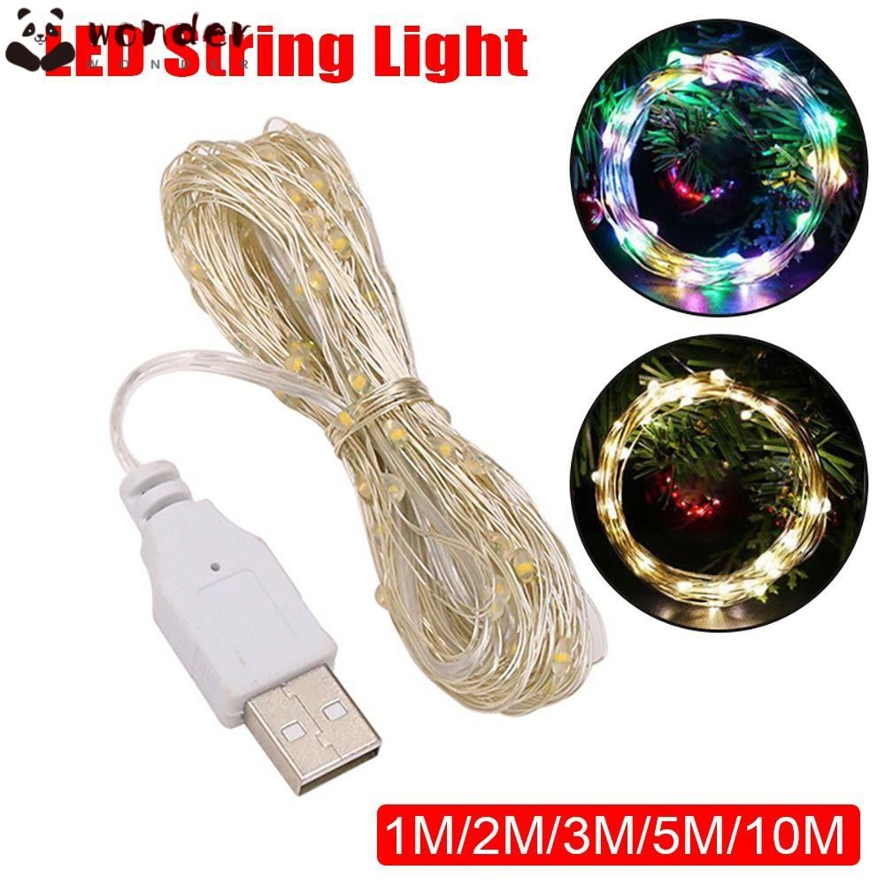 Wonder ไฟนางฟ้า,สีขาวที่มีสีสัน USB LED String Light,ทนทานทองแดงลวดเงิน 5V 1/2/3/5/10M Garland Light คริสต์มาสงานแต่งงานตกแต่ง