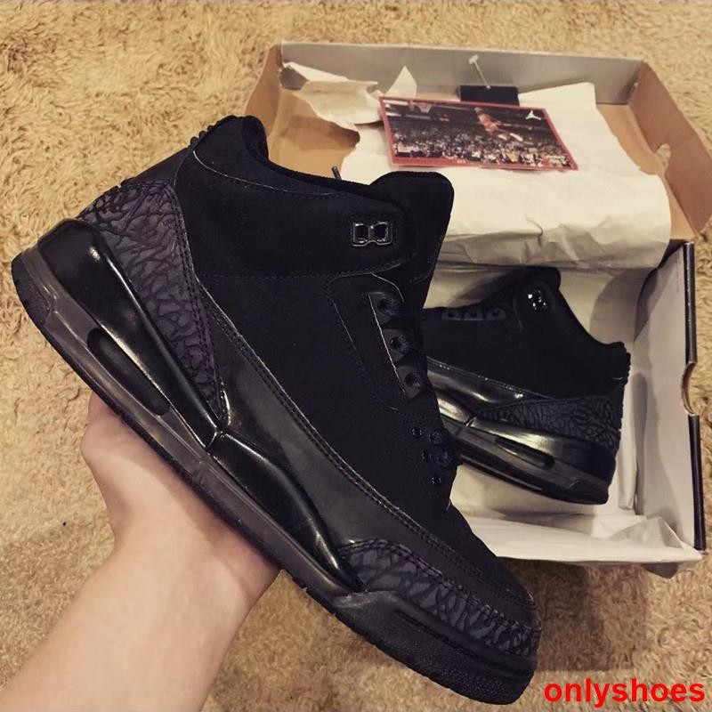Air Jor Dan 3 Retro Black Cat Aj3 รองเท้าบาสเก็ตบอลกันกระแทกอากาศคลาสสิก
