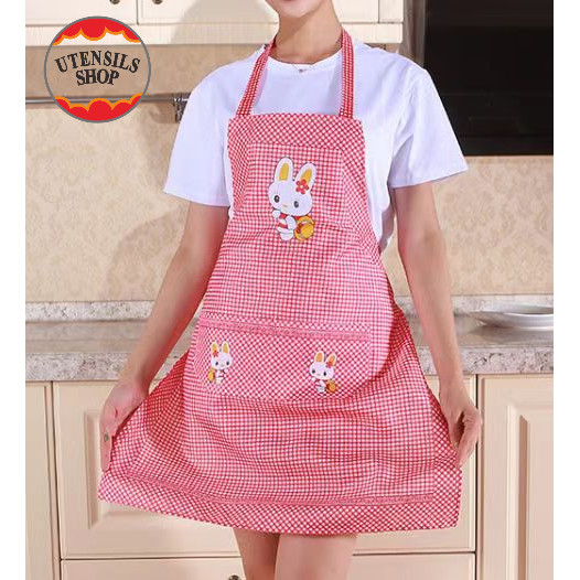 UTENSILS ผ้ากันเปื้อน ผ้ากันเปื้อนทำอาหาร ผ้าโพลีเอสเตอร์ ระบายอากาศได้ดี ผ้ากันเปื้อนลายสก๊อต ผ้ากันเปื้อนครัว ผ้ากันเป