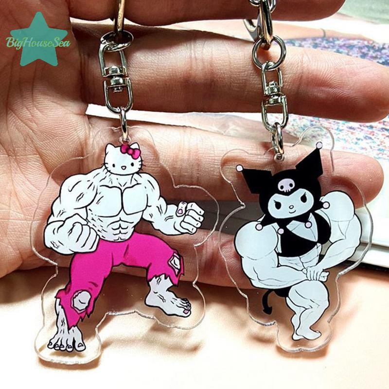 [BigHouseSea] พวงกุญแจกล้ามเนื้อตลกอะนิเมะสาวพวงกุญแจฟิตเนส Macho กระเป๋าเป้สะพายหลังคู่จี้ของขวัญใหม่