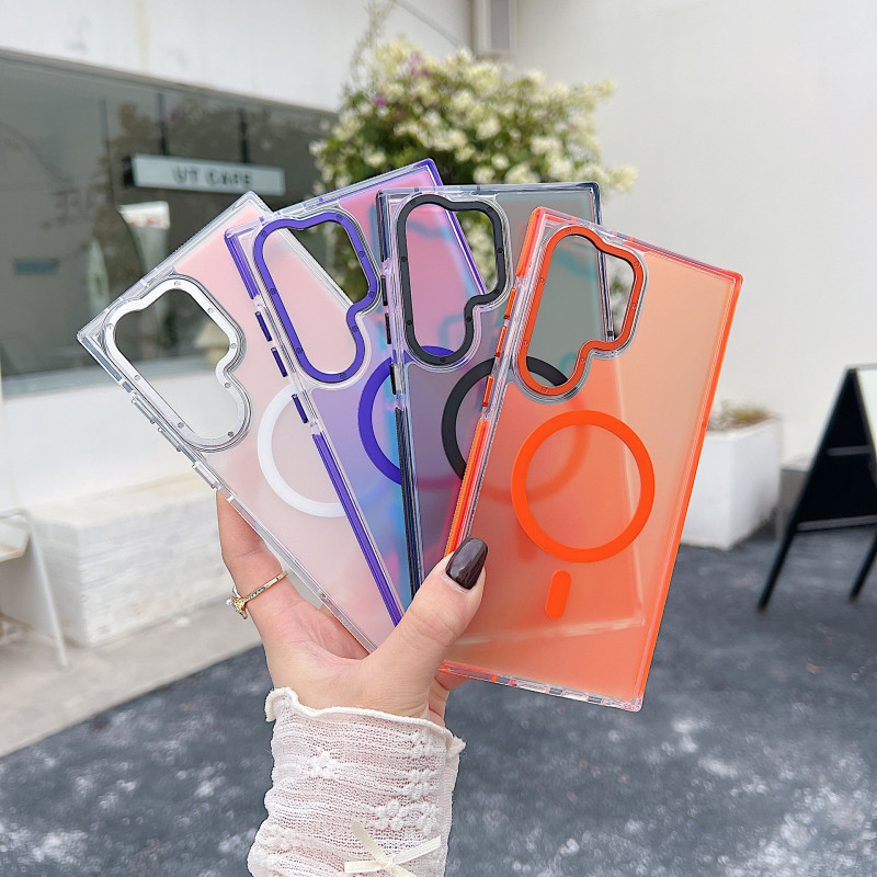 หรูหรา Matte โปร่งแสง Gradual เลเซอร์ Aurora เคสโทรศัพท์แม่เหล็กสําหรับ Samsung S25 Ultra S24 S23 S22 S21 Ultra Plus S25 S24 S23 S21 FE A56 ไร้สายชาร์จ Hard กันกระแทก - ภาพย่อย 5