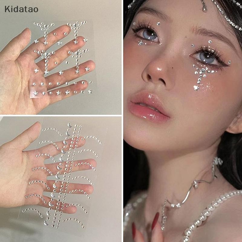 Kidatao Diy Eyes Face Self กาวแต่งหน้าชั่วคราว Tattoo Beauty Diamonds Jewels สติกเกอร์เทศกาล Body Art Decor เล็บเพชรใหม่