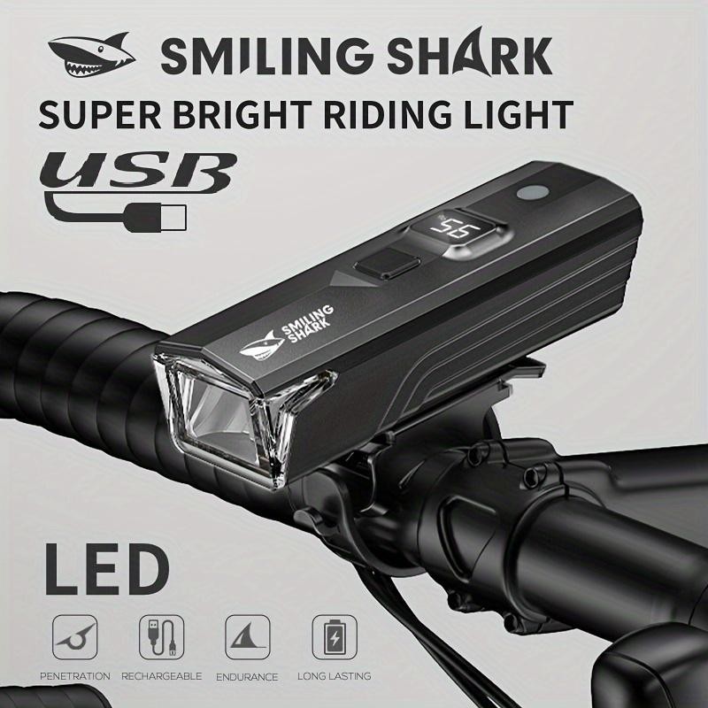 Smilingshark ไฟจักรยาน LED Super Bright 5 โหมดเซ็นเซอร์อัจฉริยะ USB-C ชาร์จพร้อมไฟแสดงสถานะแบตเตอรี่สําหรับขี่จักรยานกลางคืน