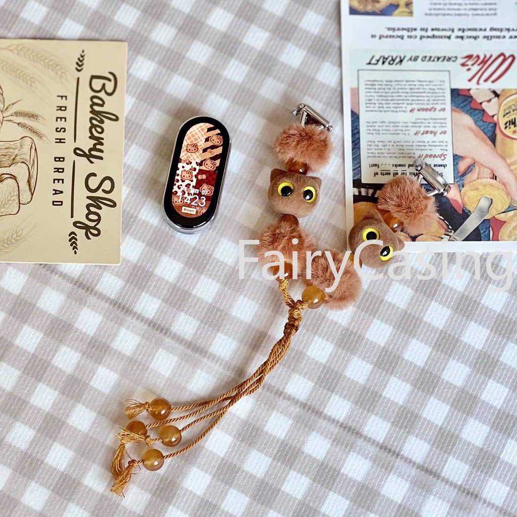 ใหม่แมวลูกปัดสําหรับ Xiaomi Mi Band 10 9 8 7 pro สร้อยข้อมือสําหรับ miband 6 5 4 3 NFC 9 8 active สานสายรัดข้อมือแบบปรับได้