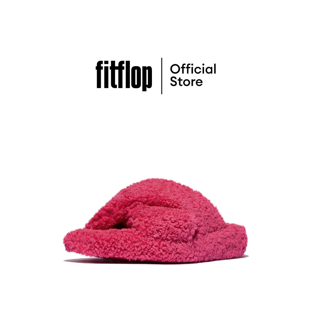 FITFLOP IQUSHION D-LUXE TEDDY CROSS รองเท้าแตะผู้หญิง รุ่น IB1-B58 สี WILD RASPBERRY