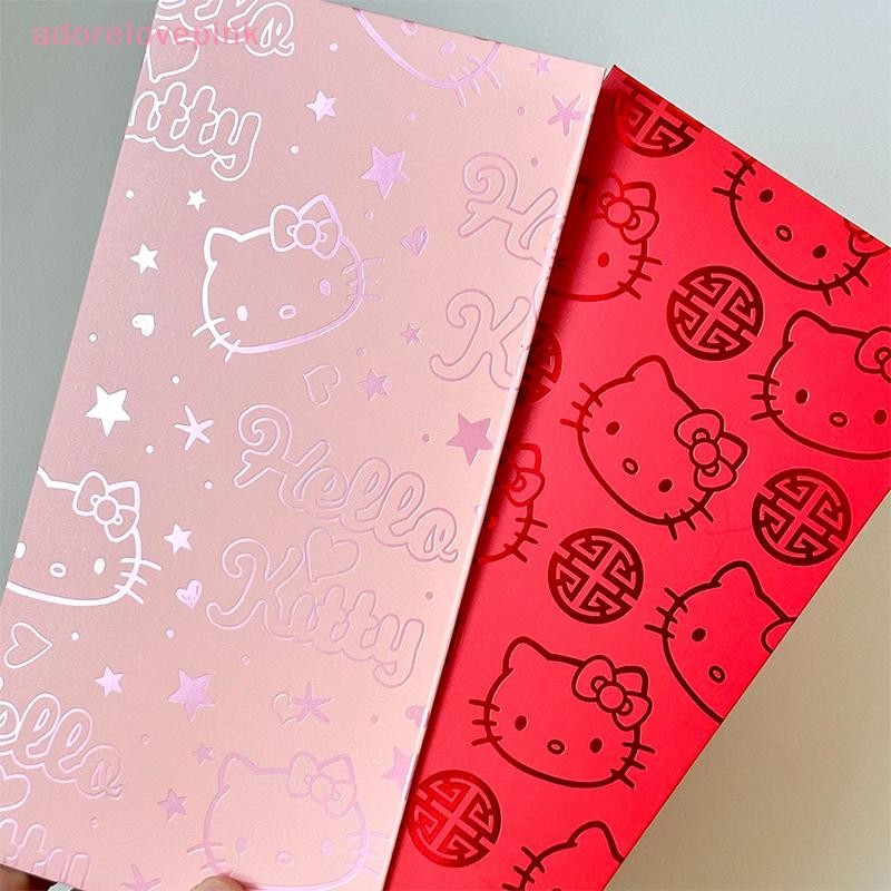 Adorelovepink 1PC น่ารักการ์ตูน Hello Kitty 2025 ตรุษจีนซองจดหมายสีแดงแพ็คเก็ตสีแดง Lucky Money กระเป๋าเทศกาลฤดูใบไม้ผลิตกแต่ง th