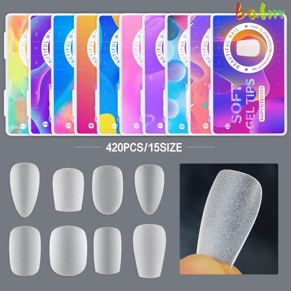 Balm 420 ชิ้นเล็บปลอม Frosting เล็บเจลเคล็ดลับ Finger Extension Full Cover