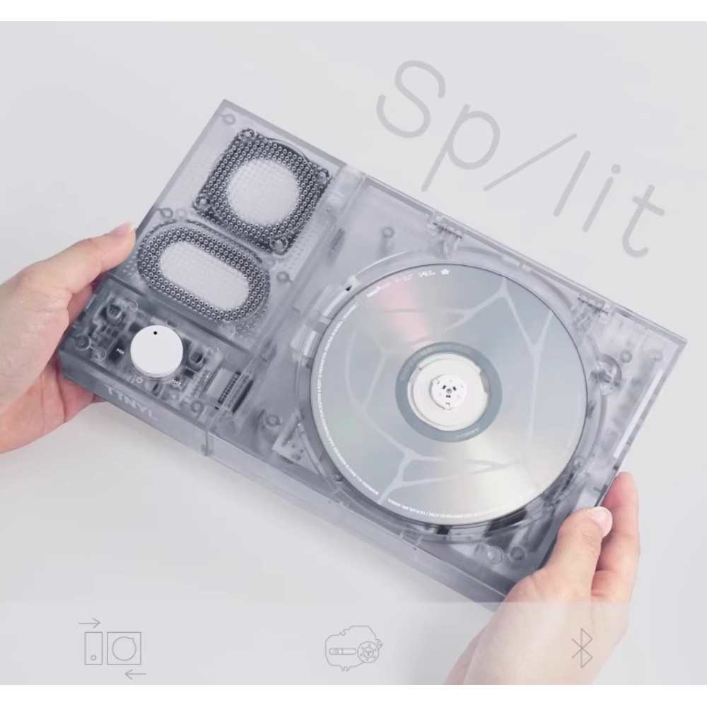 Tinyl SPLIT SPLIT เครื่องเล่นซีดีเครื่องเล่นอัลบั้มลําโพงย้อนยุคเครื่องเล่นซีดีเสียงแผ่นเสียงลําโพงบ