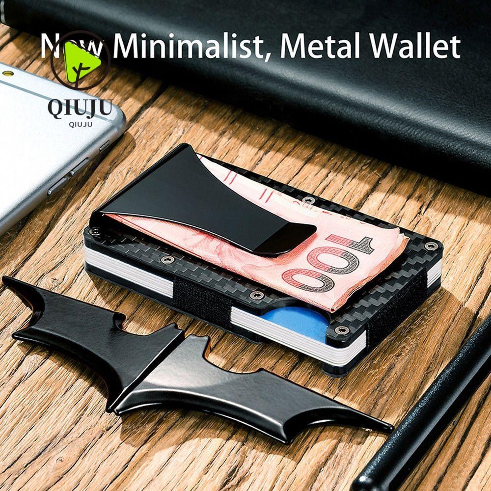 Qiju กระเป๋าสตางค์โลหะ Organizer RFID Blocking Purse Slim คาร์บอนไฟเบอร์