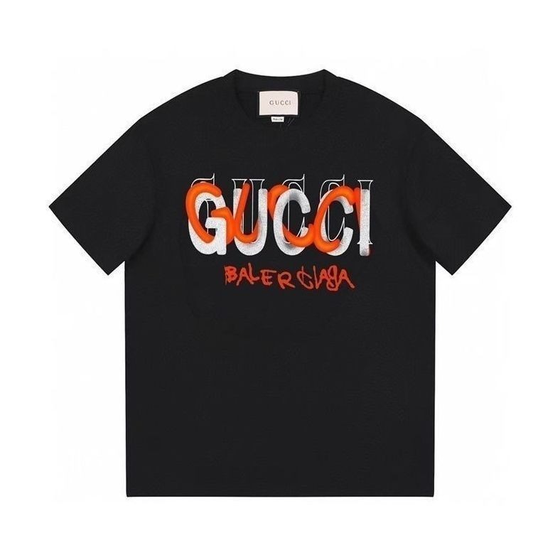 25 ฤดูใบไม้ผลิและฤดูร้อนใหม่น้ําแบรนด์เสื้อยืด กู ร่วมผ้าฝ้ายซ้อนพิมพ์ตัวอักษรโจ๊กเกอร์ผู้ชายและผู้หญิงแขนสั้น ที ปก + ป้าย