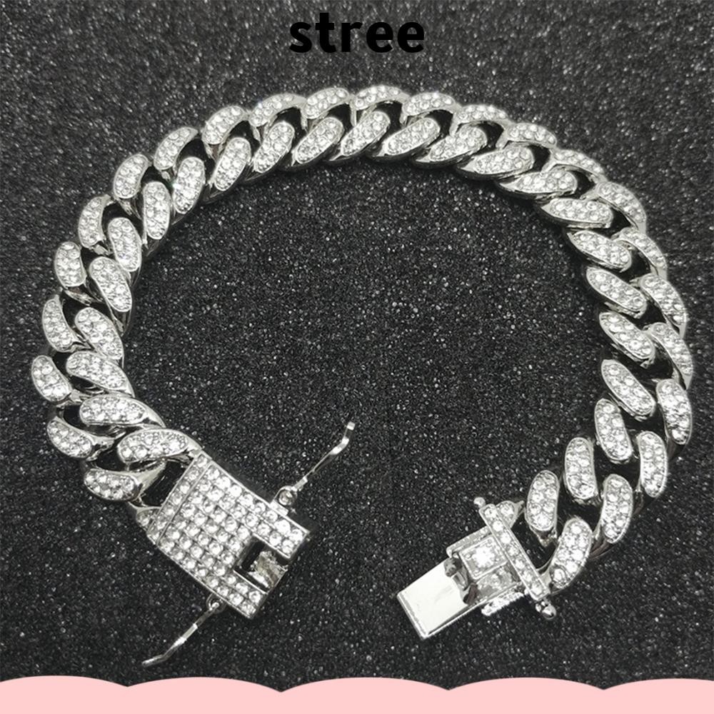 Stree Link Chain ผู้หญิงผู้ชายเพชรหรูหราฝัง Rhinestone