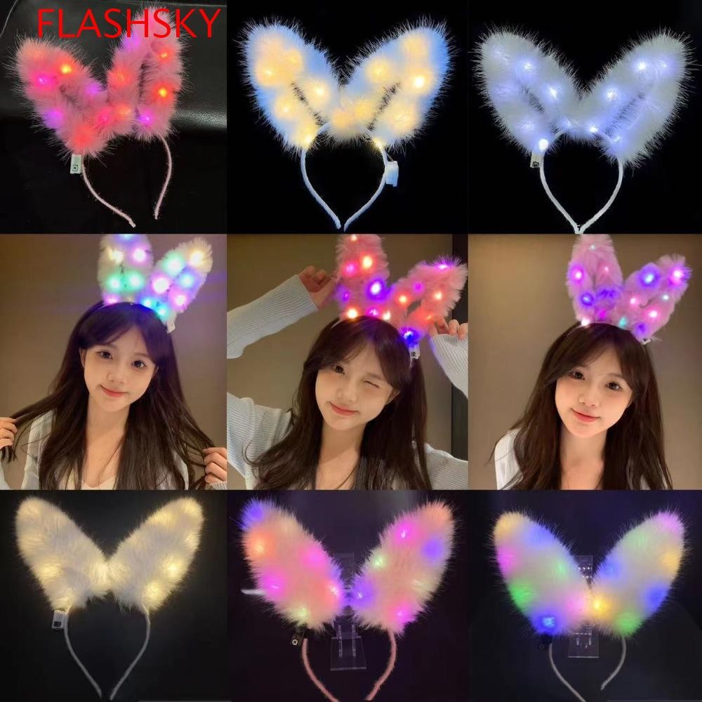 แฟลชสกี้ ที่คาดผมตุ๊กตาเรืองแสง,ไฟ นํา สมจริงกระต่ายหู ชม. วงการบิน,แฟชั่นตลกที่มีสีสันเงาส่องสว่างกระต่ายคาดศีรษะเทศกาลดนตรี