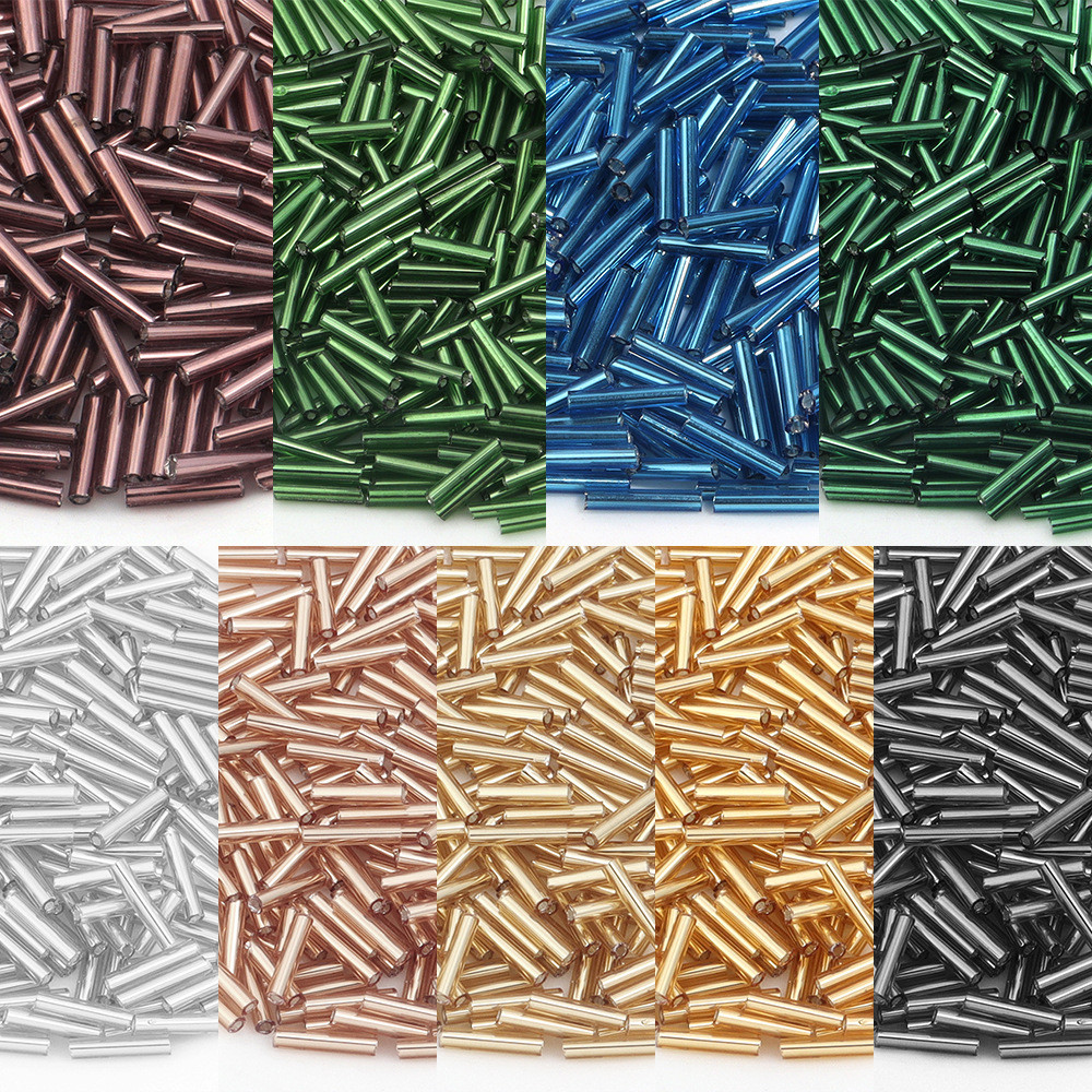 200 ชิ้น 2*7 มิลลิเมตรหลอดแก้ว Glossy Seed ลูกปัดหลวมที่มีสีสันอะคริลิคหัตถกรรม DIY สร้อยคอสร้อยข้อมือเครื่องประดับทํา Handmade วัสดุอุปกรณ์เสริม