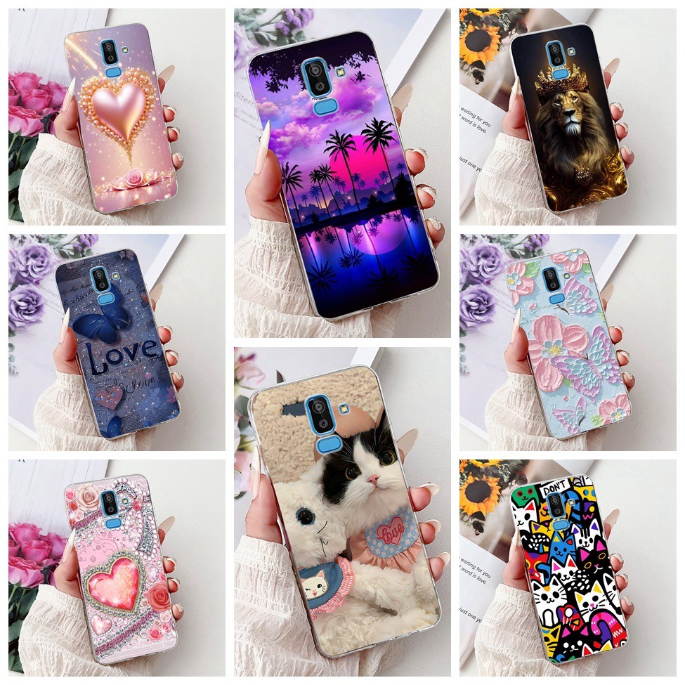 Clear สําหรับ Samsung Galaxy J8 2018 กรณีแมวน่ารักความงามแฟชั่นผีเสื้อ Cool ตลกเคสโทรศัพท์สําหรับ Sa