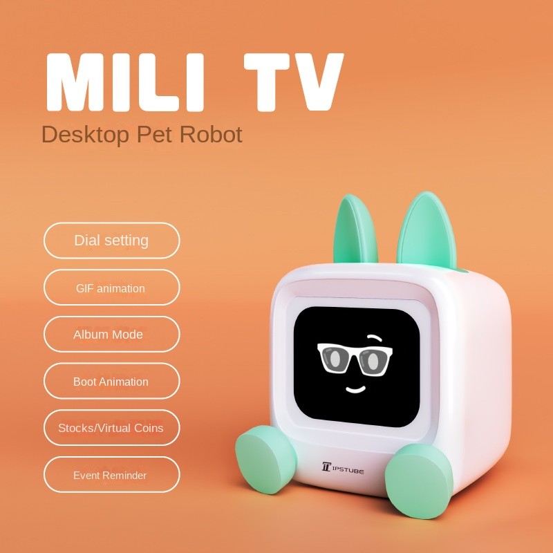 Ipstube เสียงทีวีขนาดเล็กบลูทูธเดสก์ท็อปนาฬิกาสภาพอากาศเครื่องประดับ Bitcoin สถานีอากาศหุ่นยนต์นาฬิก