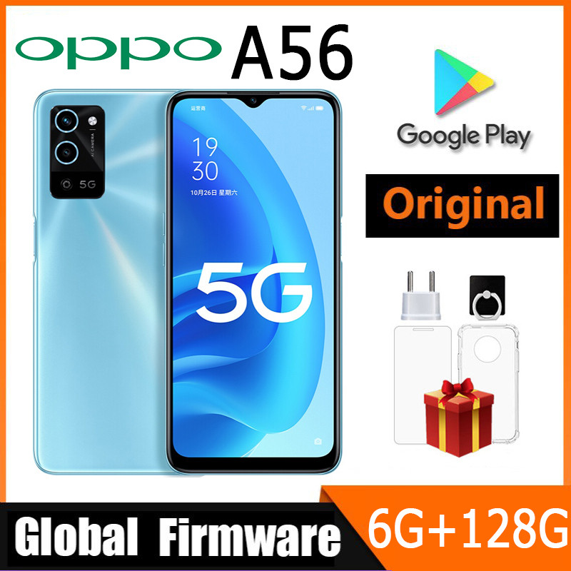 Oppo A56 5G โทรศัพท์มือถือ Global เฟิร์มแวร์ 6GB RAM 128GB ROM Android CPU 95% ใหม่ใช้ Dimensity 700