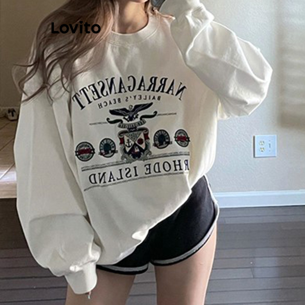 Lovito เสื้อสเวตเตอร์ลายธรรมดาสบาย ๆ สำหรับผู้หญิง LNA81153
