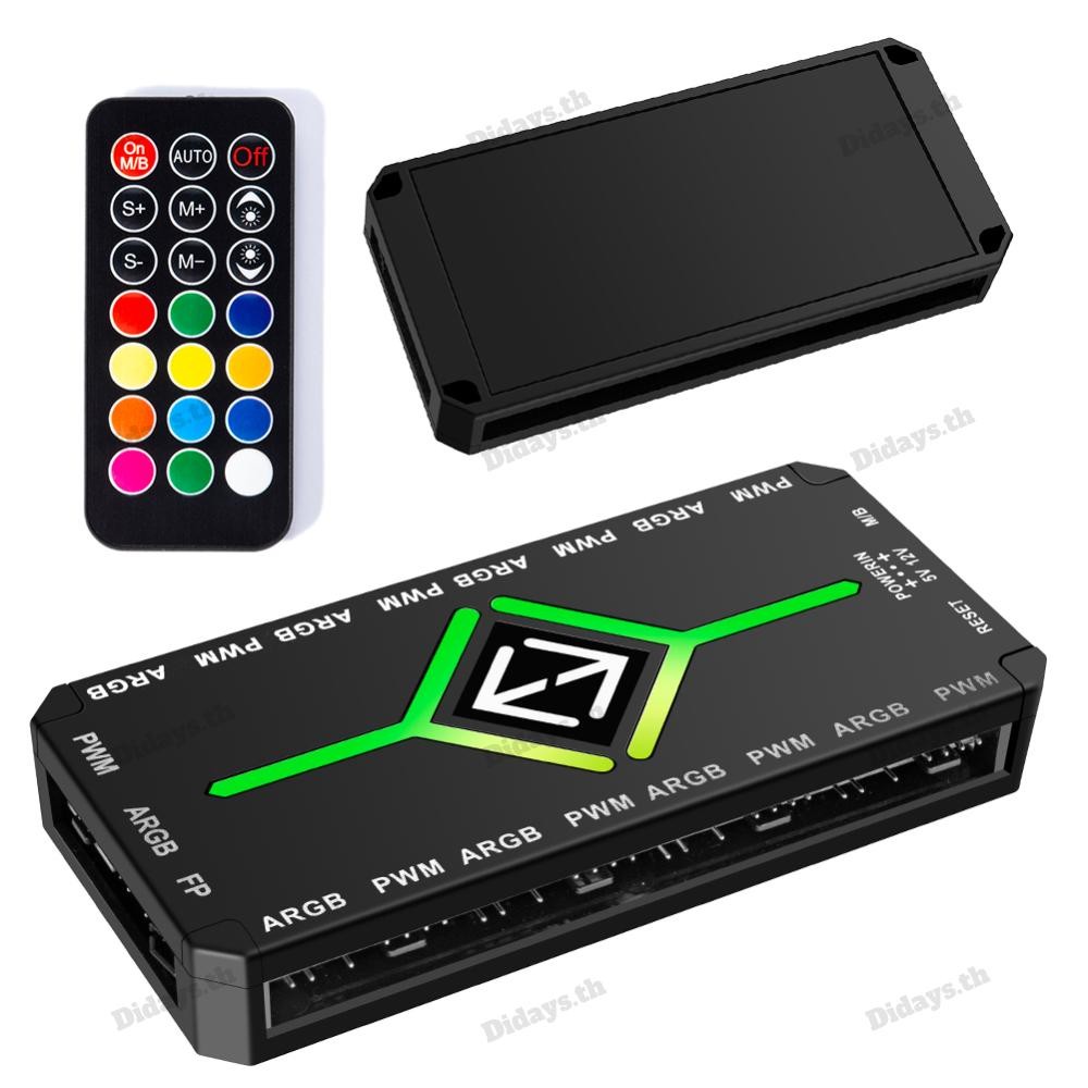 1 ถึง 9 3 ใน 1 PWM ARGB Fan Hub Splitter PWM ฮับดูดแม่เหล็กพร้อมรีโมท - รูปที่ 4