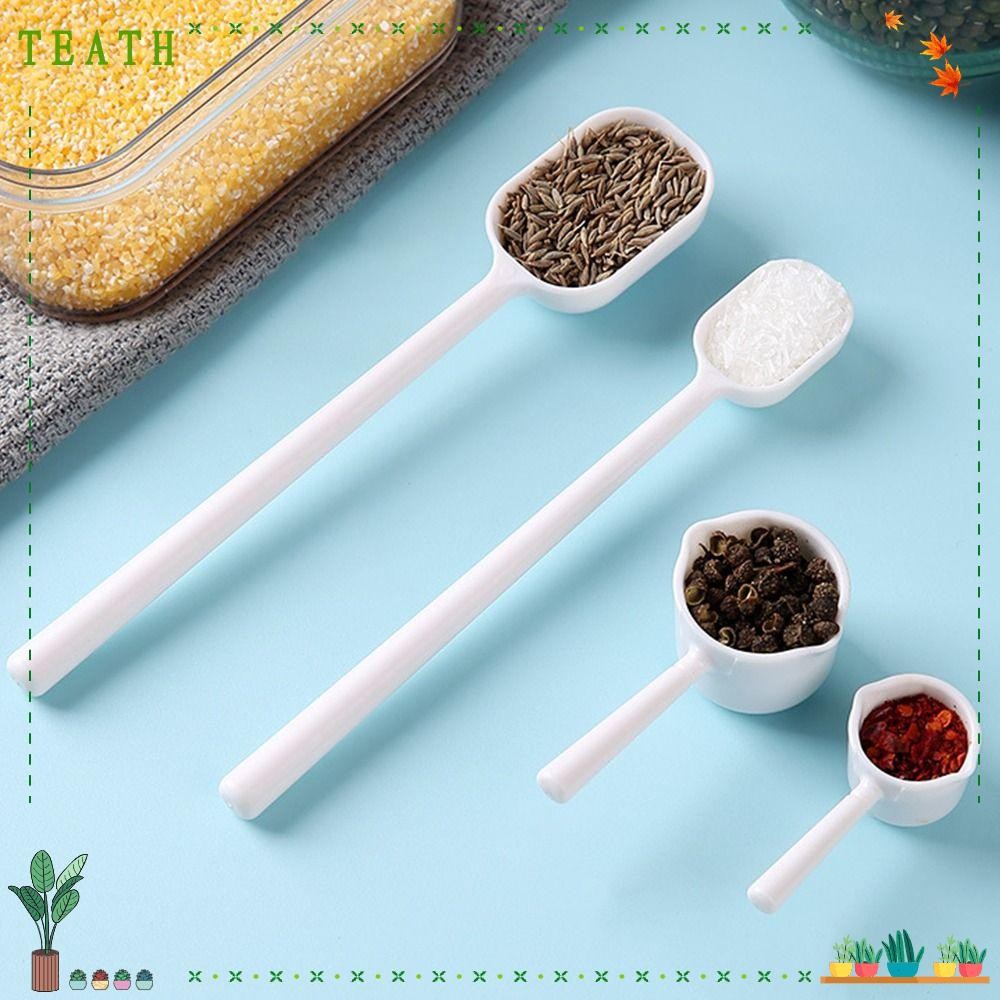 TEATH ช้อนแป้ง 2 ชิ้น, พร้อมช้อนตวงโปร่งใส, อุปกรณ์ครัวที่ทนทาน 5-15 มล. ที่ตักให้อาหารสัตว์เลี้ยงอเนกประสงค์