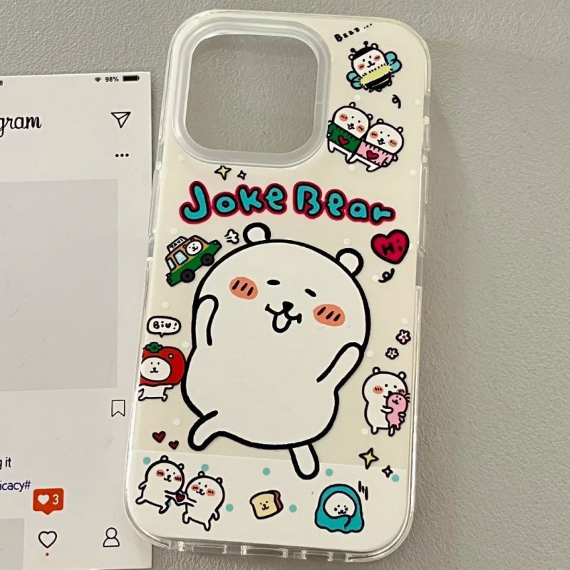 เคสโทรศัพท์โทรศัพท์ เหมาะสําหรับ ไอโฟน โฮลดิ้งใบหน้าตัวเองพิการหมีสองชั้นเหมาะสําหรับ ไอโฟน16/15/14ม
