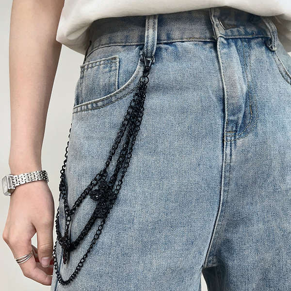 สร้อยคาดเอว waist chain 2025 สไตล์ใหม่ผู้ชาย สะโพก-กระโดด อินเทรนด์ข้ามกางเกงโซ่โซ่ผู้หญิงตกแต่งเข็ม