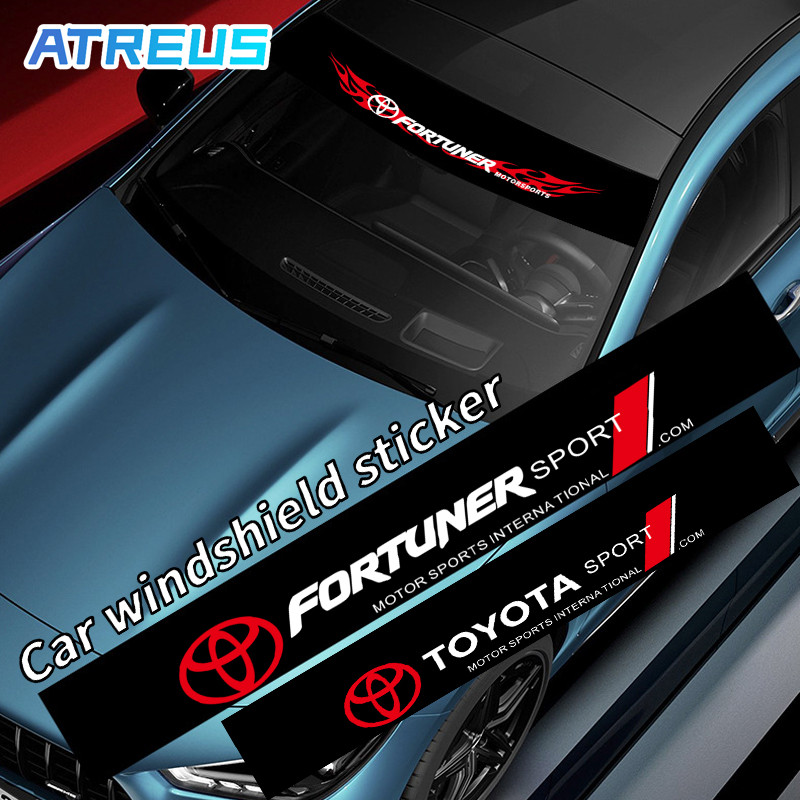 สําหรับ Toyota Fortuner สติกเกอร์ บังแดด กันน้ํา ติดตกแต่งกระจกหน้ารถยนต์ ฟิล์มบังแดด คาดกระจกหน้า สติ๊กเกอร์ติดรถยนต์