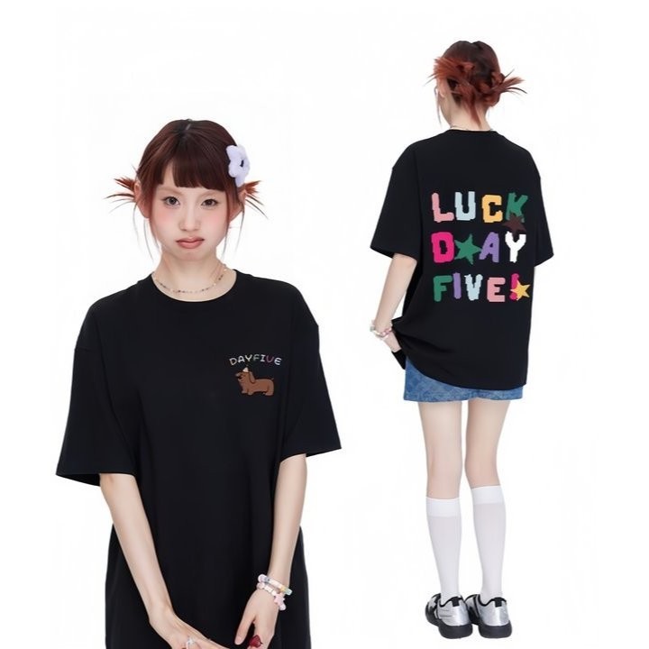 (จัดส่งตลอด 24 ชั่วโมง）OOOK Official Insanewe🌟 เสื้อยืด oversize ตัวอักษรสีสันสดใสสไตล์เกาหลี S-3XL