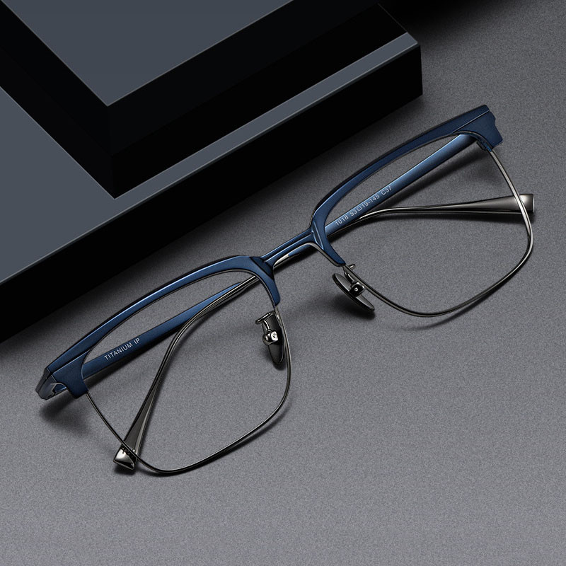 Urltra-Light Pure Titanium กรอบแว่นตาผู้ชายแนวโน้ม Retro ขนาดใหญ่สแควร์กรอบแว่นตา 19053