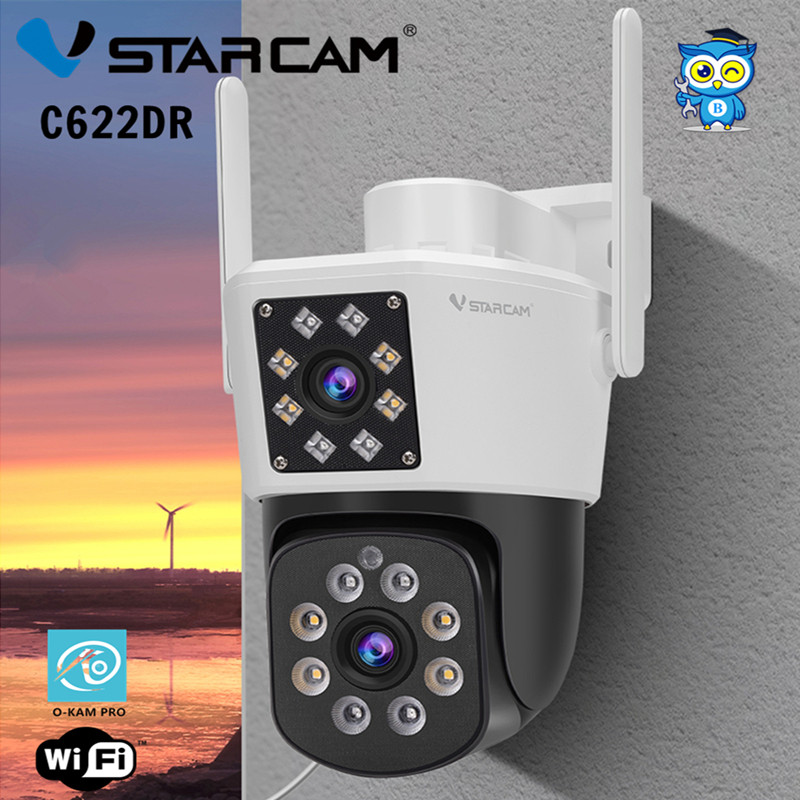 Vstarcam C662DR (เลนส์คู่) ความละเอียด 2.0 MP (1296P) กล้องวงจรปิดไร้สาย ภาพสี มีAI+ คนตรวจจับสัญญาณเตือน Outdoor Cam