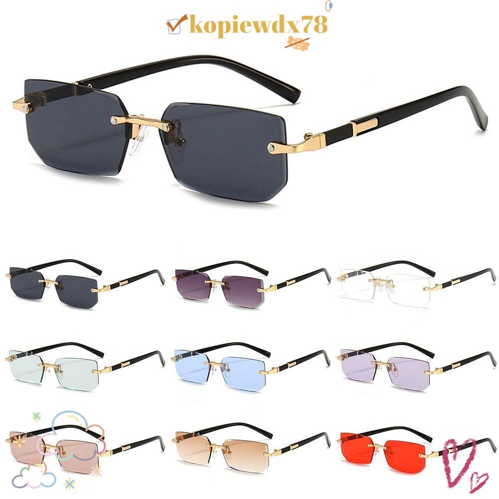 KOPIEWDX78 แว่นกันแดดทรงสี่เหลี่ยมผืนผ้าไม่มีขอบ,ป้องกันรังสียูวี400 Y2K Frameless Sun แว่นตา,แฟชั่นสําหรับผู้หญิงและผู้ชาย