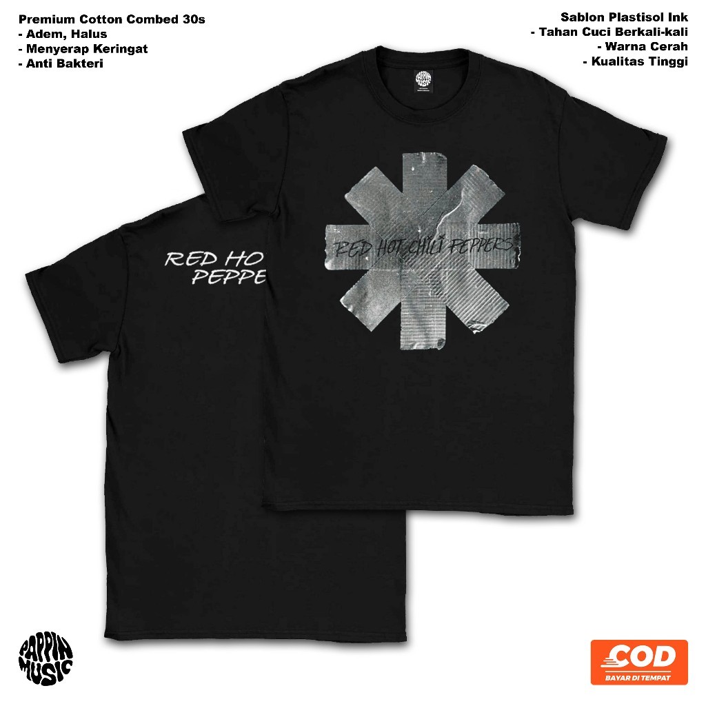 (IDN) เสื้อยืดพริกแดงร้อน, เสื้อ RHCP, เสื้อยืด BAND, เสื้อยืด MUSIC, เสื้อยืด RHCP - PLASTSOL SCREE