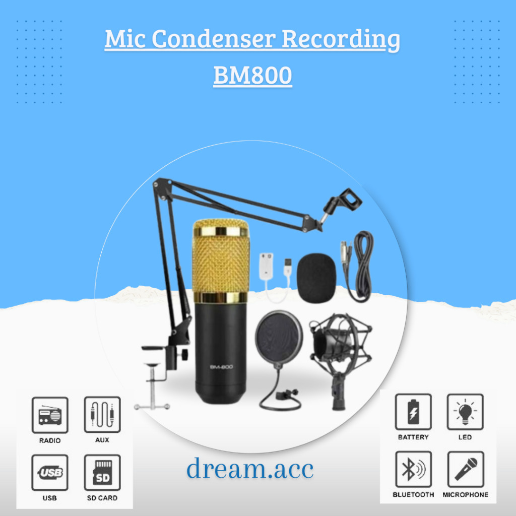 Mic Condenser Recording BM800 Live Smule Podcast Original