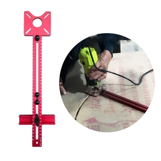 LUXELUNGE จิ๊กตัดวงกลมเราเตอร์ 4 in 1, เมตริก/นิ้วเจาะที่ถอดออกได้ Punch Locator, เจาะ Positioner เครื่องมืออลูมิเนียมปรับเจา