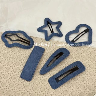 เวอร์ชั่นเกาหลี Simple Denim Art bb Clip Love Bangs Side Clip กิ๊บติดผม