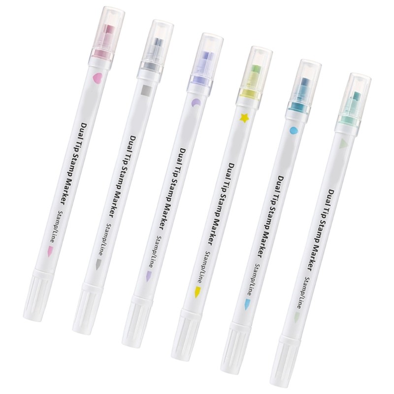 Wwwแสตมป์เครื่องหมายชุด6สีคู่สิ้นสุดปั๊มเครื่องหมายสําหรับสมุดวารสาร