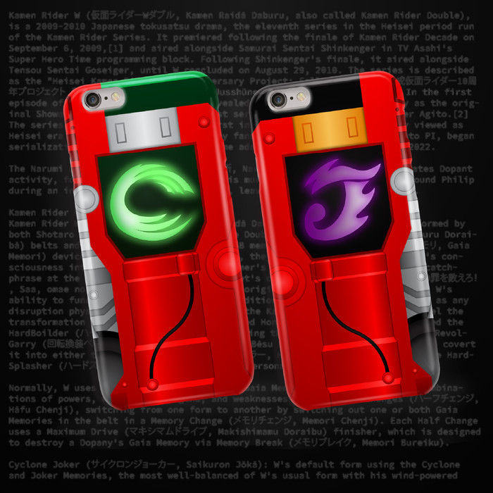 เคสแบบกําหนดเอง Tokusatsu Kamen Rider W Double Driver Gaia Memory Cyclone Joker