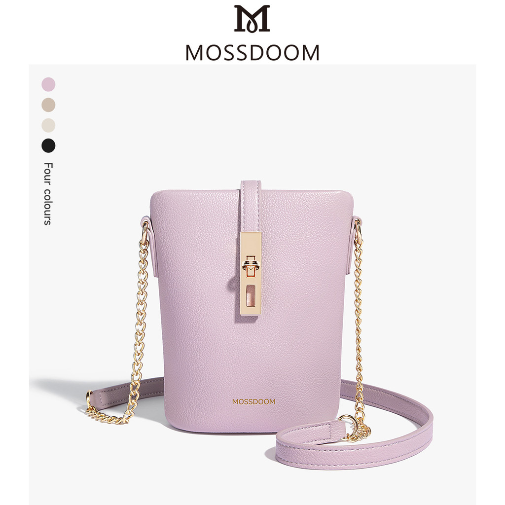 MOSSDOOM Elouise Bag กระเป๋าสะพายข้างทรงถังแฟชั่น งานโซ่ สีไม่ลอก เหมาะสำหรับผู้หญิง