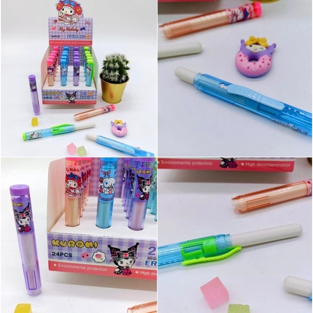 CHARACTER STICK ERASER / CARTOON MOTIF MECHANICAL ERASER / SLIDING ERASER
