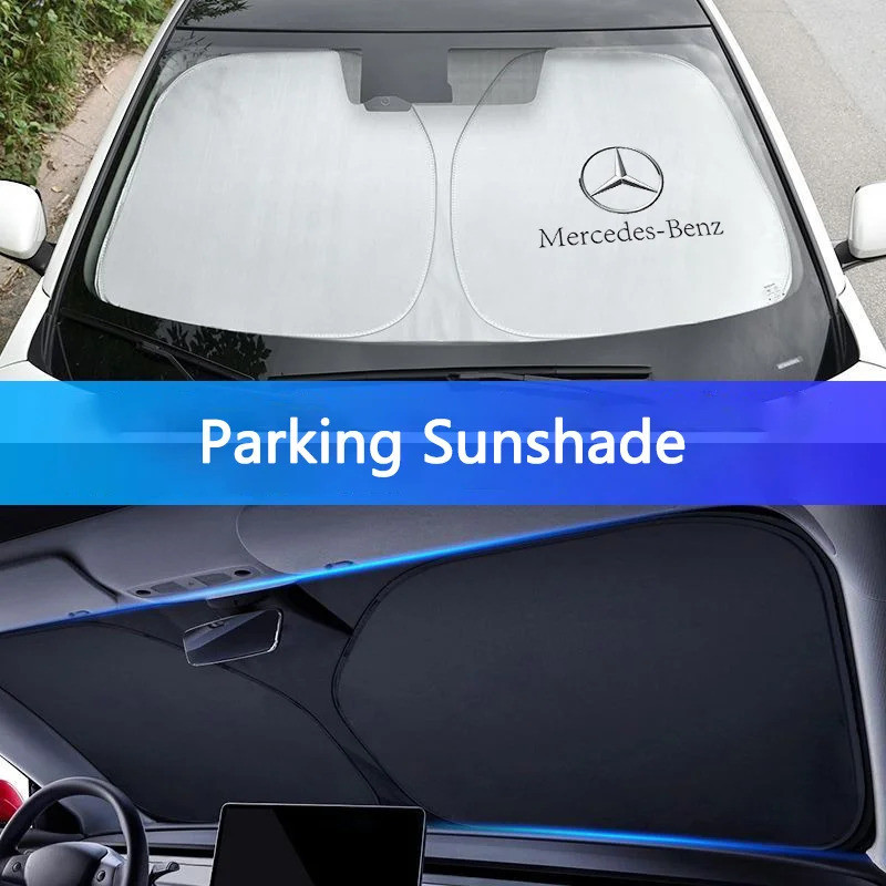 พับกระจกรถยนต์ Sun Shade สําหรับหน้าต่างด้านหน้าครีมกันแดด UV สําหรับ Mercedes Benz B/C/E/S Class C200L GLC CLA