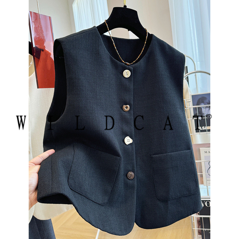 High-End Classyรอบคอชุดเสื้อกั๊กเสื้อกั๊กเสื้อลําลองแขนกุดAll-Matchเสื้อกั๊กสไตล์ใหม่